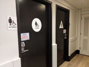 Binary bathroom signage at Rad Radish in San Francisco