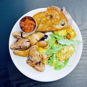 Delicious vegan scramble with veggies   at Rad Radish in San Francisco