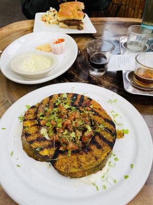 Falafel sandwich and roasted kobocha   at Big Island Brewhaus in Waimea