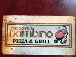 Their rather bizarre logo!  at Pizzeria Bambino in Fazana