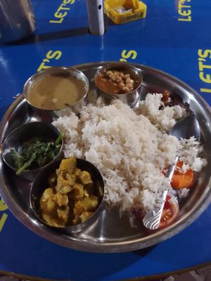 Veg Thali set at Sabal Khaja Ghar in Kathmandu