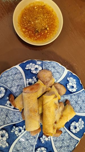 Springrolls filled with taro at Baan Ghu Lhao in Trang