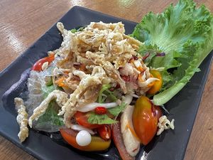yam woon sen (glass noodles salad)  at Baan Ghu Lhao in Trang