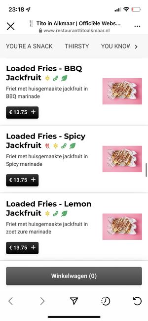 Vegan options  at Tito Alkmaar in Alkmaar