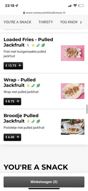 Vegan options  at Tito Alkmaar in Alkmaar