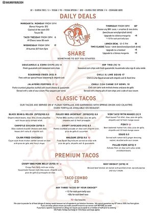 Food Menu Page 1  at Hail Mary in Burleigh Heads