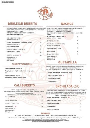 Food Menu Page 2  at Hail Mary in Burleigh Heads