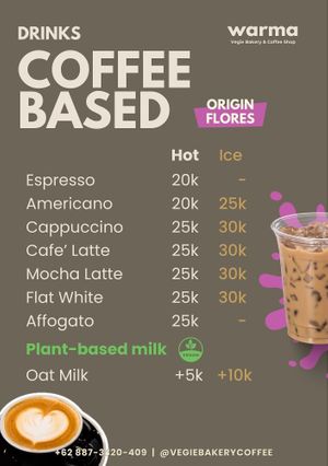 Warma Vegie Bakery Ubud | Coffee Menu & Plant-based Milk at WARMA - Vegie Bakery & Coffee Shop in Ubud