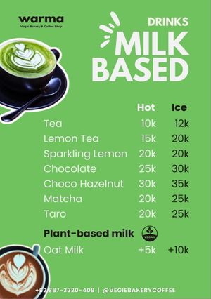 Warma Vegie Bakery Ubud | Drink Menu & Plant-based Milk at WARMA - Vegie Bakery & Coffee Shop in Ubud