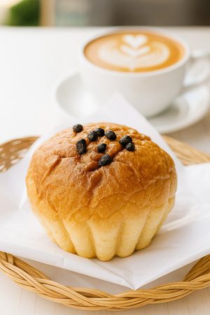 Chocolate Bluder from WARMA Vegie Bakery, rich chocolate filling inside the soft, golden-brown vegetarian bread at WARMA - Vegie Bakery & Coffee Shop in Ubud