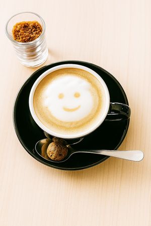 Hot Capuccino, optional plant-based milk (oat milk) - blend coffee from Origin Flores. Warma Vegie Bakery and Coffee Shop Ubud Bali  at WARMA - Vegie Bakery & Coffee Shop in Ubud