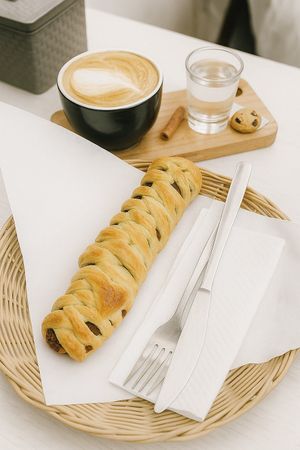 Vegan Apple Strudel - puff pastry, eggless, no meat. Warma Vegie Bakery and Coffee Shop Ubud Bali 
 at WARMA - Vegie Bakery & Coffee Shop in Ubud