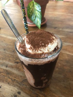 Iced chocolate with coconut milk at Momo Wholefood in Newcastle