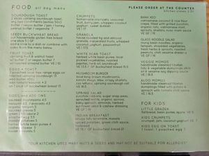 Momo Menu at Momo Wholefood in Newcastle