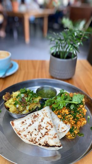 Vegan Indian Breakfast  at Momo Wholefood in Newcastle