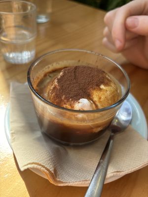 Vegan affogato (ice cream is vanilla coconut)   at Momo Wholefood in Newcastle