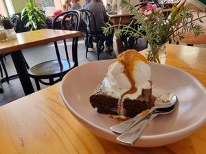 Sticky date pudding at Momo Wholefood in Newcastle