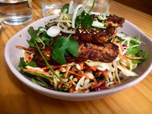 Tempeh & slaw from the specials  at Momo Wholefood in Newcastle