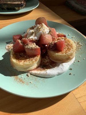 Home made crumpets! So good! at Momo Wholefood in Newcastle