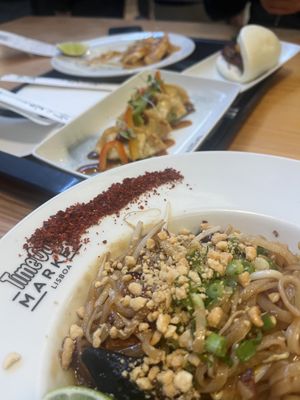 Pad Thai and gyozas   at Time Out Market in Lisbon
