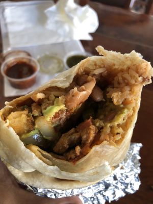 Vegan soy pastor burrito  at Super Cucas in Santa Barbara