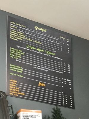Food menu  at Natural Blend in Brooklyn