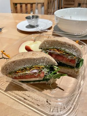 Vegan sandwich with fruit at The Tomato Head - downtown in Knoxville
