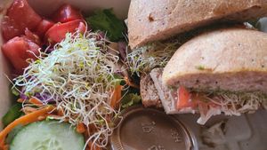 Vegetarian sandwich with grilled tofu and vegan cheese at The Tomato Head - downtown in Knoxville