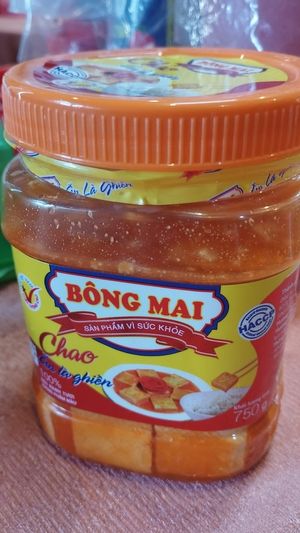 They have fermented tofu on the table for free.  It is not my thing, so I never eat it there.  It is for local to eat it with the rice. at Quan An Lạc Vegetarian Food in Quang Nam