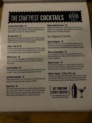 cocktails   at The River Brewery in Victoria Falls