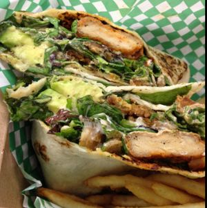 Red, Haute, & Bleu special (tweaked: no tomatoes, no Bleu Cheese dressing; add avocado & bacon) at Green New American Vegetarian in Phoenix