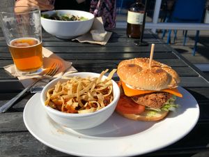 BFF chick’n sandwich with vegan chili  at Green New American Vegetarian in Phoenix
