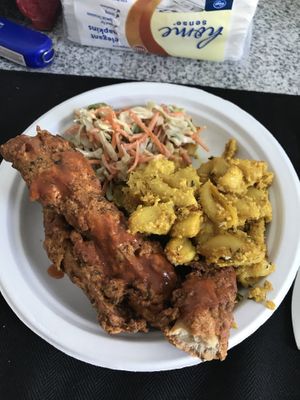 Chicken, Mac and cheese, coleslaw at Green New American Vegetarian in Phoenix