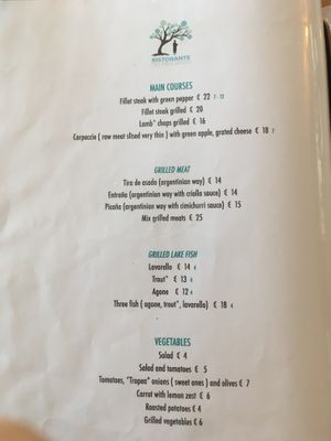 Menu Page 2  at Ristorante dei Pescatori in Domaso