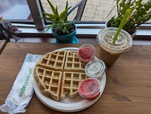 Sunday waffle at Amplify Cafe in Port Washington