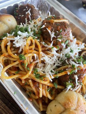Spaghetti and vegan meatballs  at Plant Pizza in Cooper City