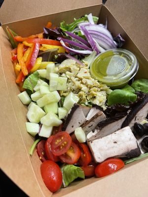 Gardino salad - didn’t really care for the dressing. Pretty sure it was just straight up oil    at Plant Pizza in Cooper City