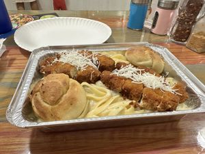 Chicken Alfredo, comes with 2 knots! Amazing!!   at Plant Pizza in Cooper City