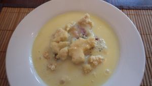 Apple, Blueberry and Plum Crumble with custard at The Bean Inn in St Ives