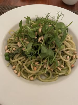 Fresh green allotment pesto pasta  at The Bean Inn in St Ives