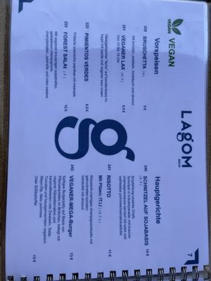 Vegan Menu Card  at Lagom in Berlin