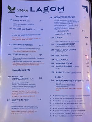 Vegan menu1 at Lagom. at Lagom in Berlin