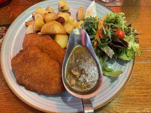 Vegan schnitzel with mushroomsuace! Yammy!   at Lagom in Berlin