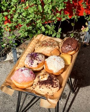 The incredible variety of vegan desserts in 2022_place: buns, donuts, mochi, waffle rolls with cream at 2022_place - Pop Up in Yerevan