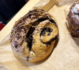 Vegan cinnabon with poppy seeds, chocolate cream and caramel at 2022_place - Pop Up in Yerevan