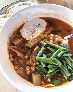 Veganized Krchik, tradinional Armenian soup with vegan sour cream. Very filling, perfect for winter days. at 2022_place - Pop Up in Yerevan