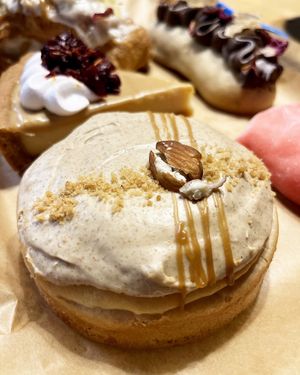 Vegan bun with almond cream and caramel at 2022_place - Pop Up in Yerevan