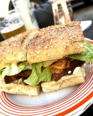 Juicy Maxim chikun and pineapple sandwich at 2022_place - Pop Up in Yerevan