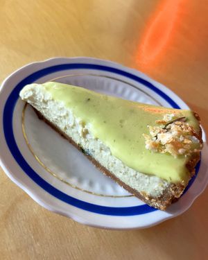 Tarragon-lemon tofu cheesecake at 2022_place - Pop Up in Yerevan