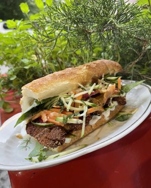 Vegan hot-dog with seitan, purrrfect! at 2022_place - Pop Up in Yerevan